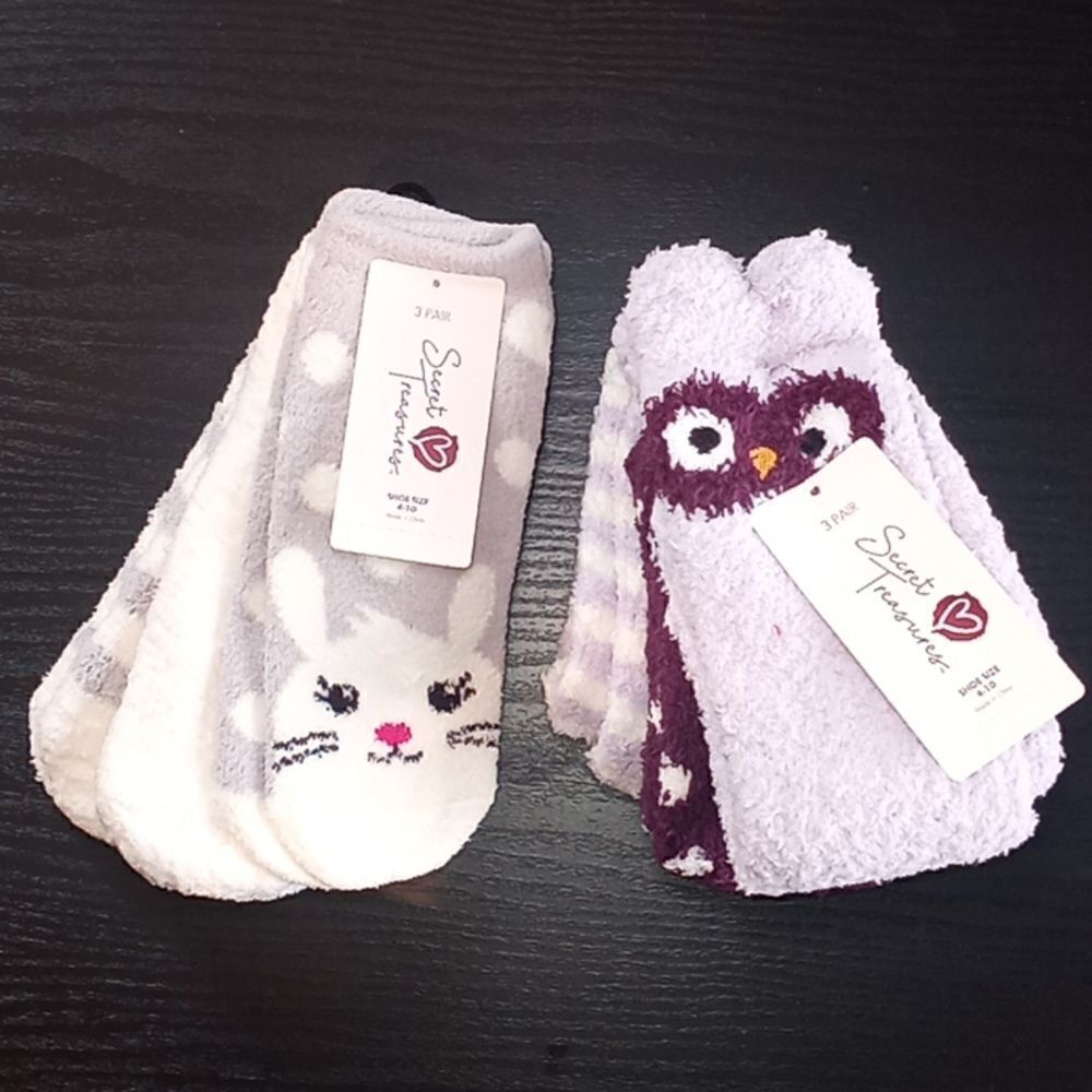 Womens Fuzzy Slipper Socks 2 Packs